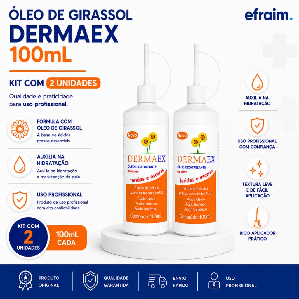 Kit 2 Unidades Oleo de Girassol Cicatrizante 100ml Dermaex