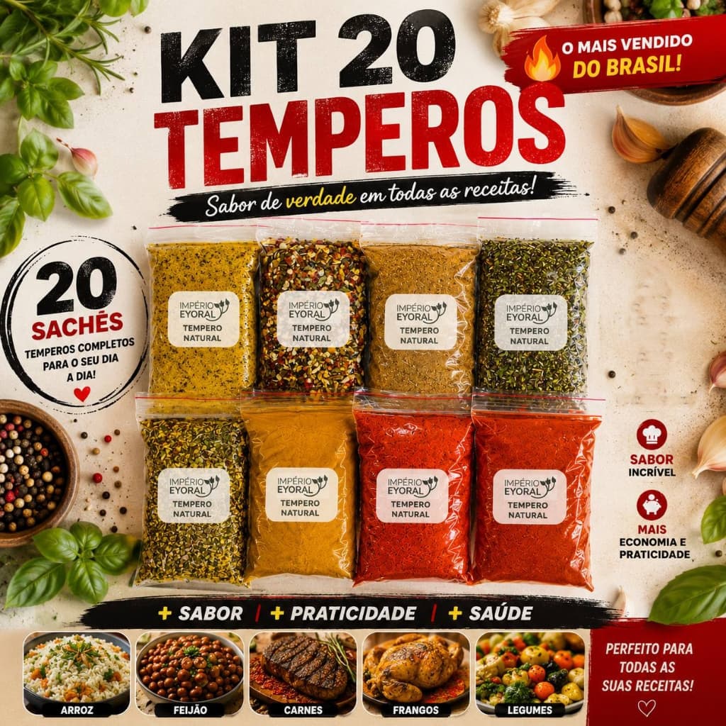 Kit 1 caixa de temperos ATACADO- com 20 unidades de Temperos e Condimentos para Cozinha