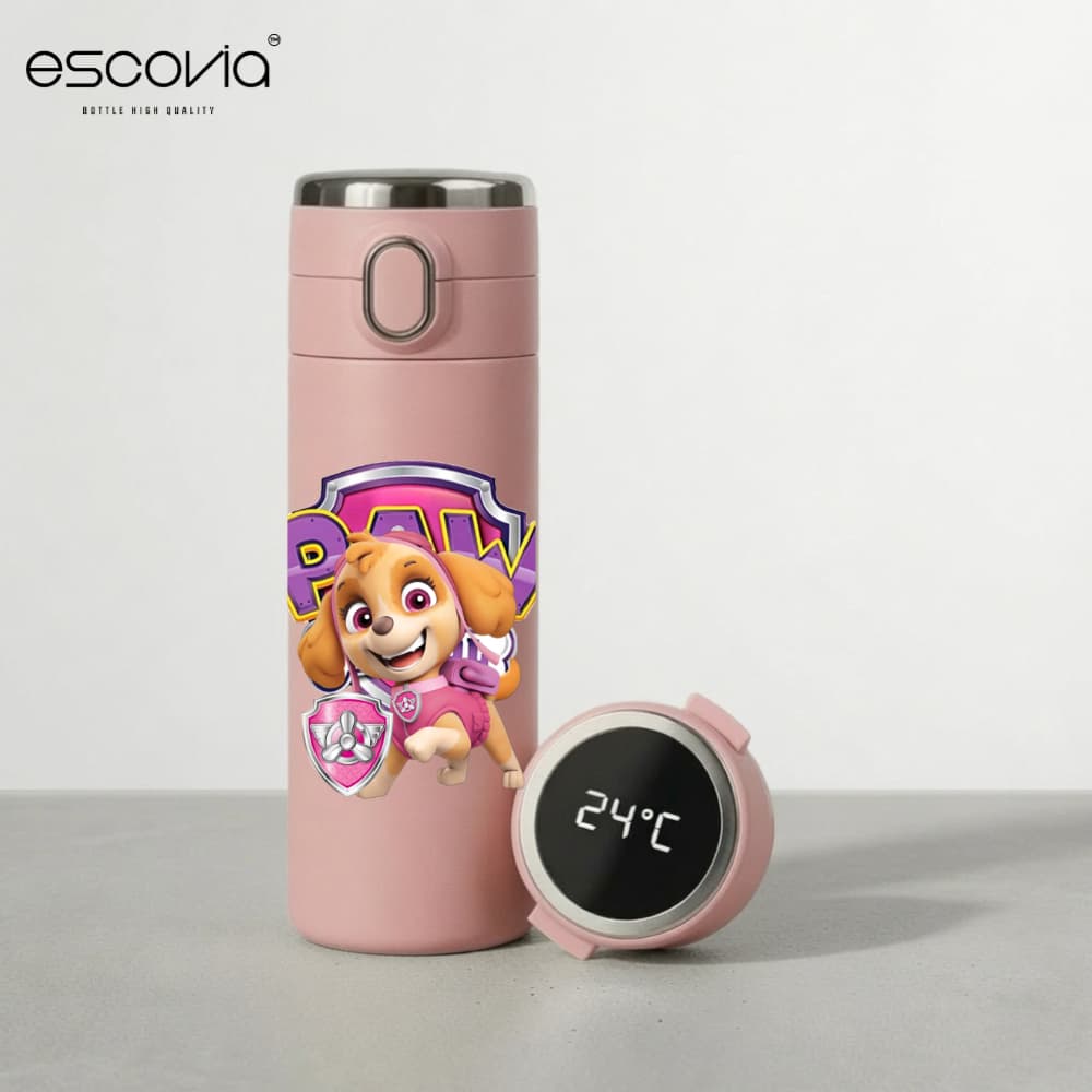 Garrafa Térmica Patrulha Canina PAW Patrol Skye Aço Inoxidavel Parede Dupla 420ml com Termômetro Digital