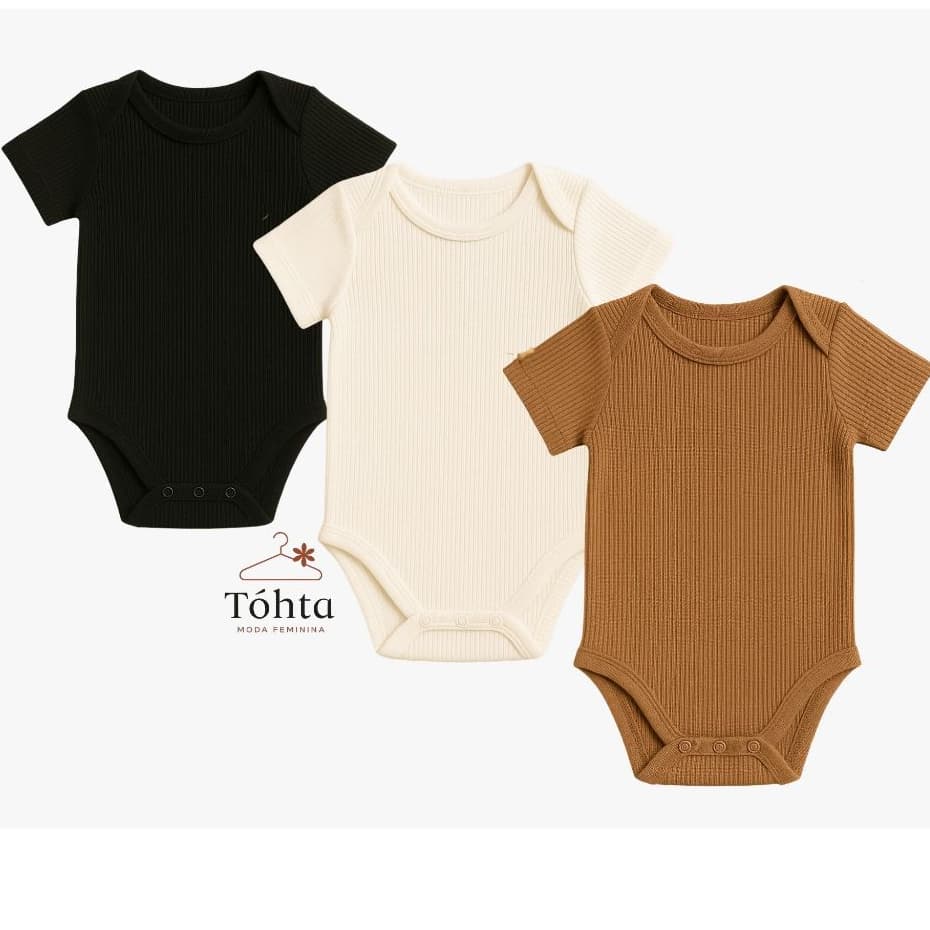 Kit Body Infantil Bebê 100% Algodão Manga Curta Enxoval Liso Neutro Verão Menino Menina Confortável