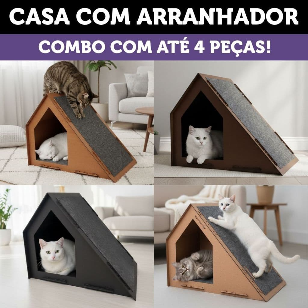 Casa Arranhador Para Gato Com Rampa Carpete Casinha Pet Kit Até 4 Unidades Casinha De Gato Grande