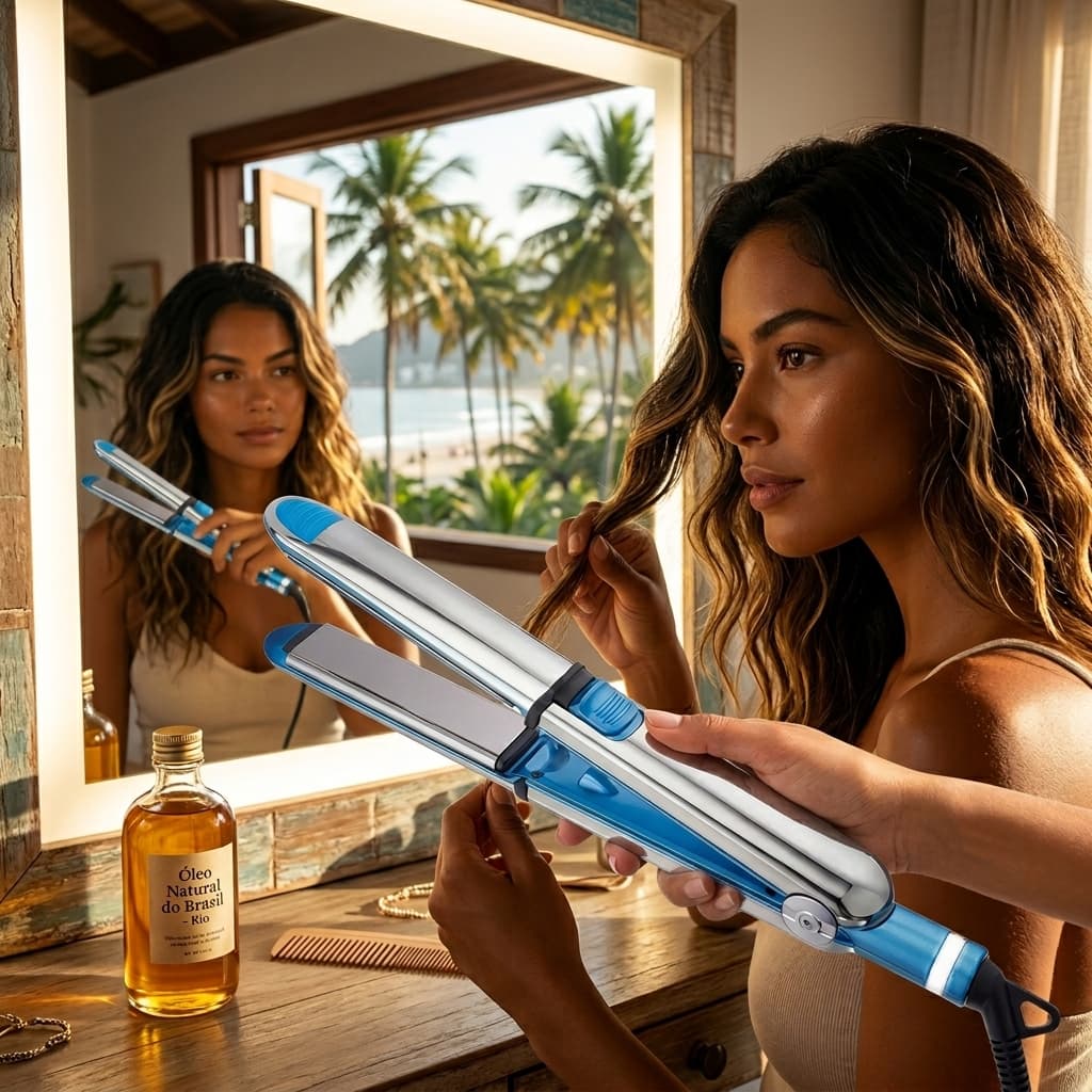 Prancha de Cabelo Nano Titanium Profissional 465F Chapinha Alisadora Salão Progressiva Bivolt Anti Frizz Brilho Iônico
