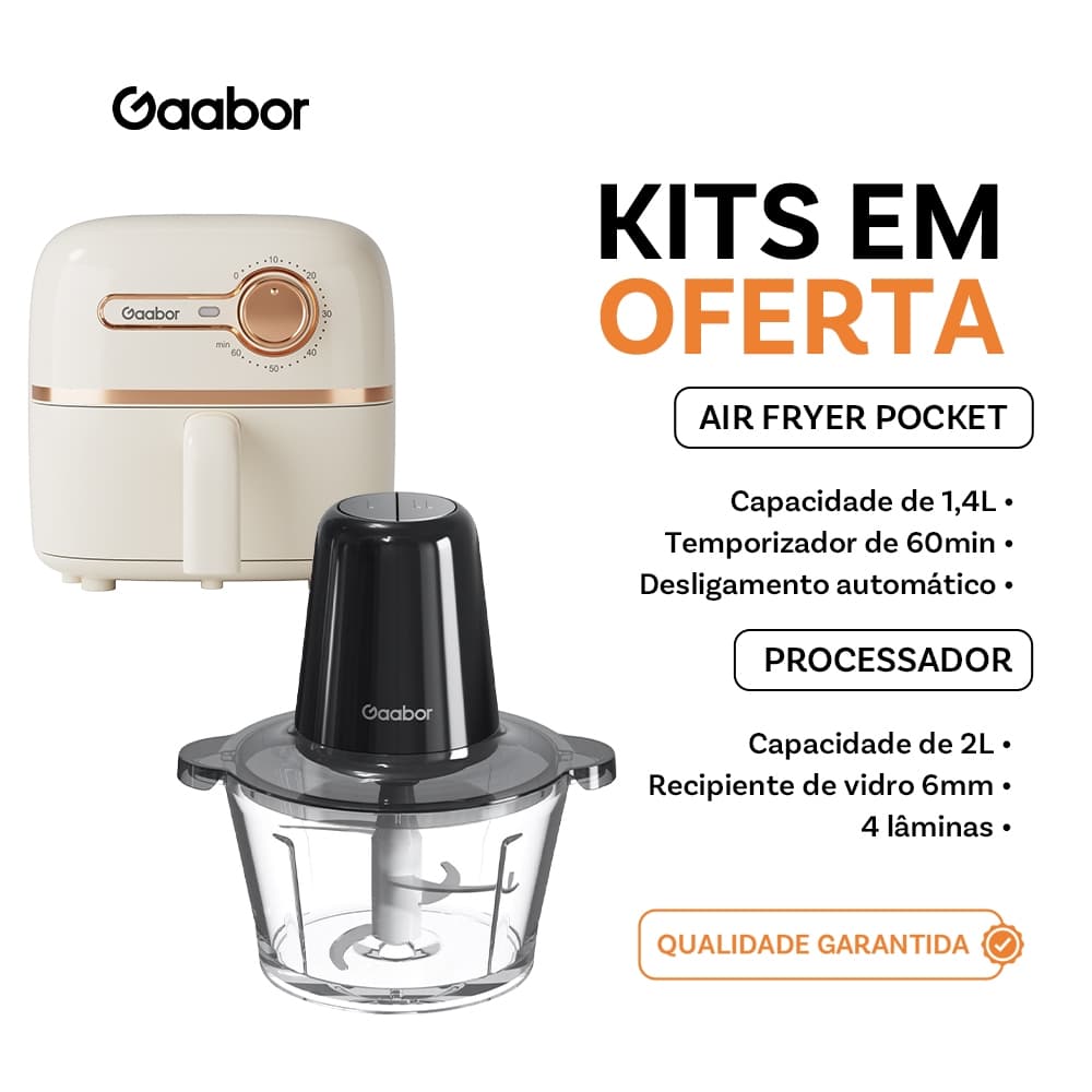 [Venda em combo]Gaabor 1,4L Air Fryer Regulação constante non-stick pan coating + Eletrodomésticos de cozinha
