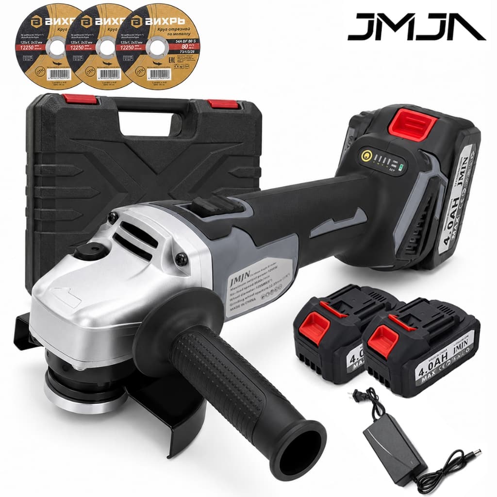 JMJN Esmerilhadeira Angular Brushless a Bateria com Regulagem de Velocidade 8500RPM – Profissional para Corte e Desbaste