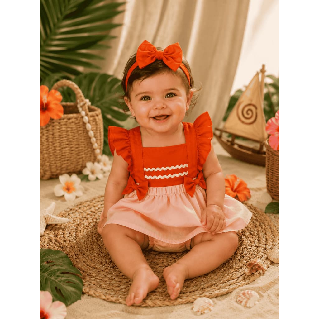 Conjunto Romper Body Moana Princesa Mesversario Roupa De Bebe Menina Jardineira Roupa Para Bebe