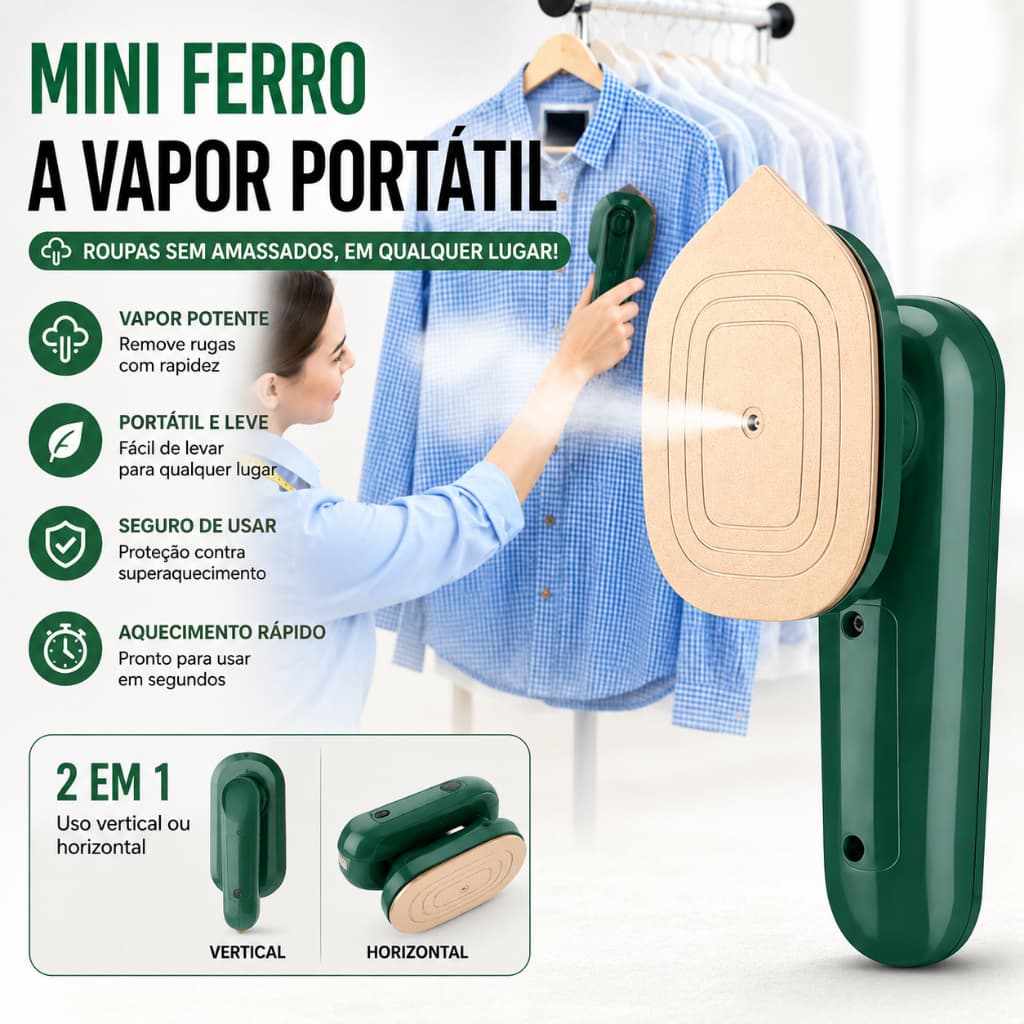 Mini Ferro Elétrico a Vapor Portátil Compacto para Roupas Viagem e Casa janoclick 