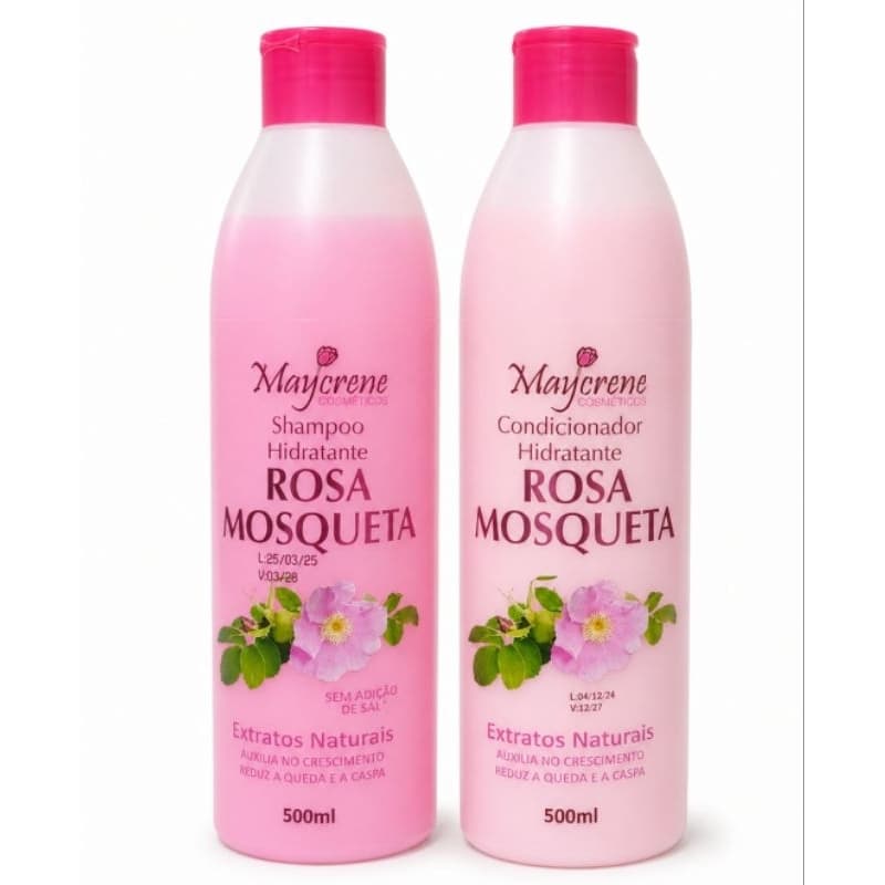 Kit Shampoo e Condicionador Hidratante e Mascara Capilar Rosa Mosqueta Maycreme a Pronta Entrega