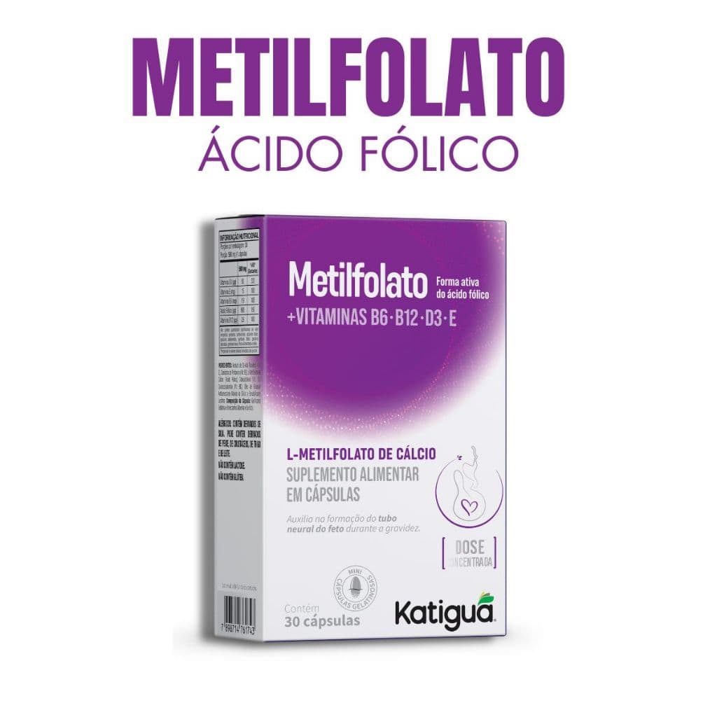 Metilfolato Katiguá B12 B6 D3 Vitamina E 30 Cápsulas Ácido Fólico Metilado Original
