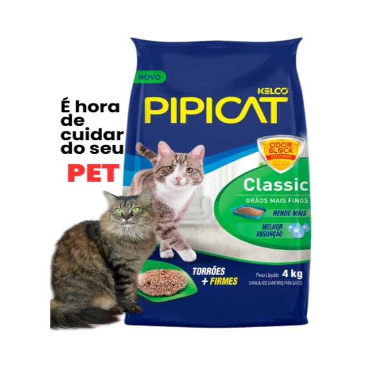 Areia Sanitária Gatos Pipicat Controle Odores 4kg Alta Absorção