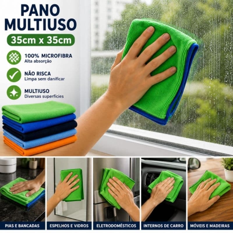 kit 5 Panos, microfibra,multiuso,pano para limpeza,carro,casa,vidro,janelas,espelho,móveis,kit Original,pano,não,risca