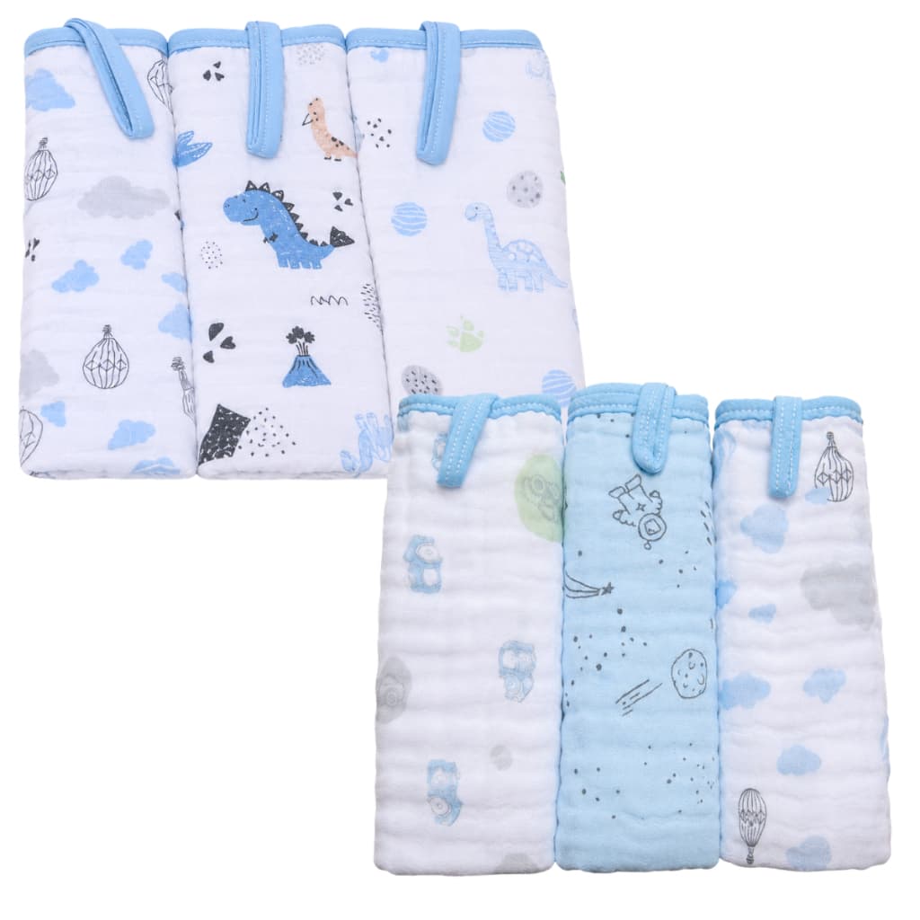 Pano de Boca Bebe 6 Paninhos para Bebê Menino Recém Nascido Kit com Prendedor de Chupeta Enxoval Rn
