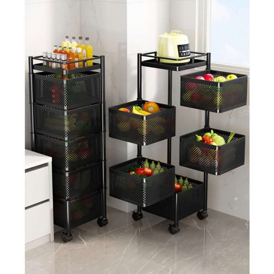 Fruteira Metal Carrinho Organizador 4 Andares com Rodinha Porta Frutas e Legumes Prateleira Multiuso para Cozinha
