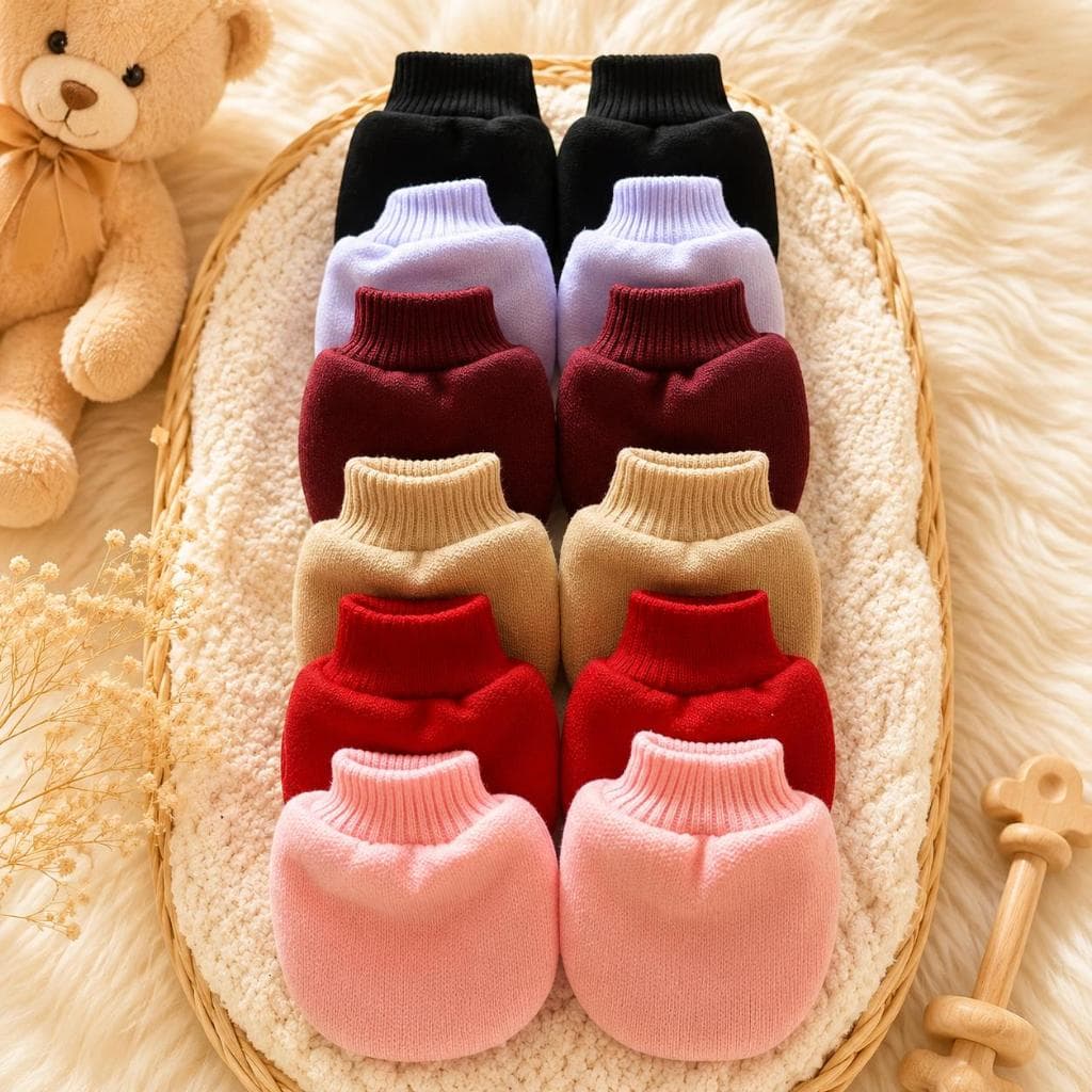 Kit 6 Luvas de Algodão para Bebê Luvinhas Macia Recém Nascido Enxoval Maternidade Quentinha Menina Menino