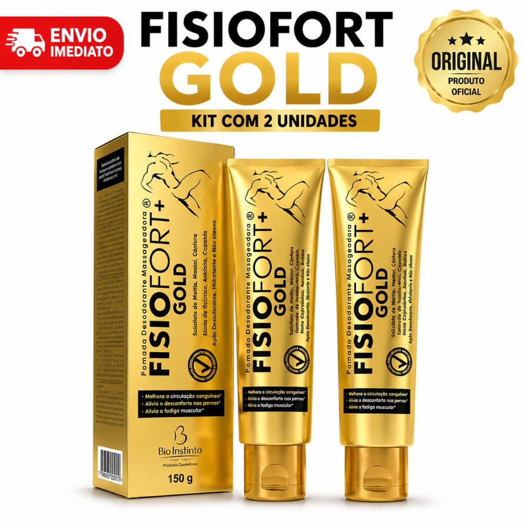 2 Pomadas Fisiofort Gold 150g Pomada Massageadora Original Bio Instinto | Alívio e Relaxamento