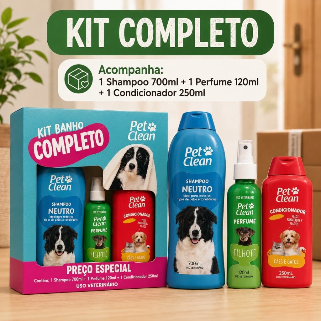 Kit Banho Pet Para Cachorro Shampoo Condicionador Perfume