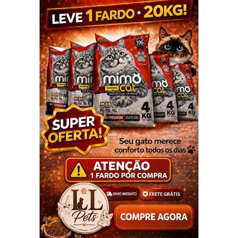 Areia Sanitária Gato Natural Argila Absorvente Antiodor Ecológica - Mimo Cat Tradicional 4kg e 12 Kg