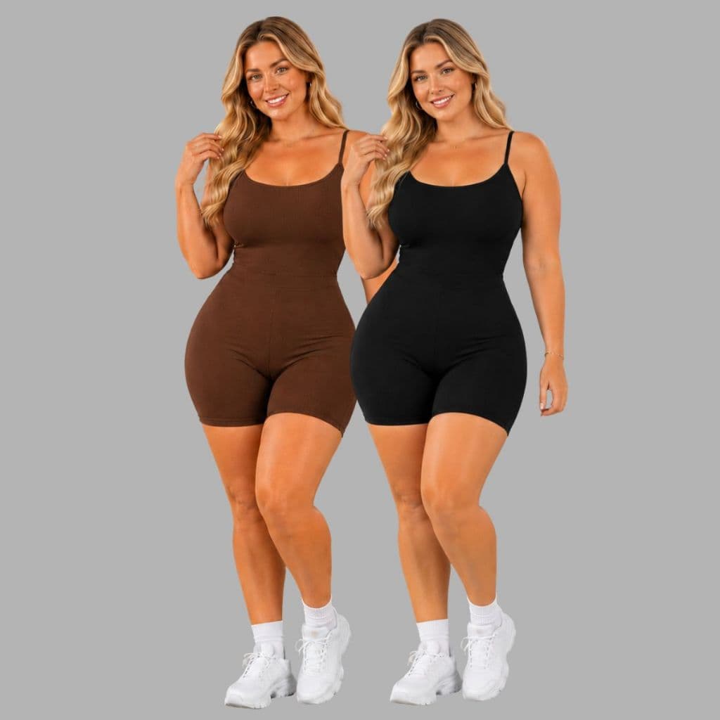 Kit 2 Macaquinho Malhar Plus size Curto Anarruga Feminino Estiloso Alça Fitness Academia Macacão P055