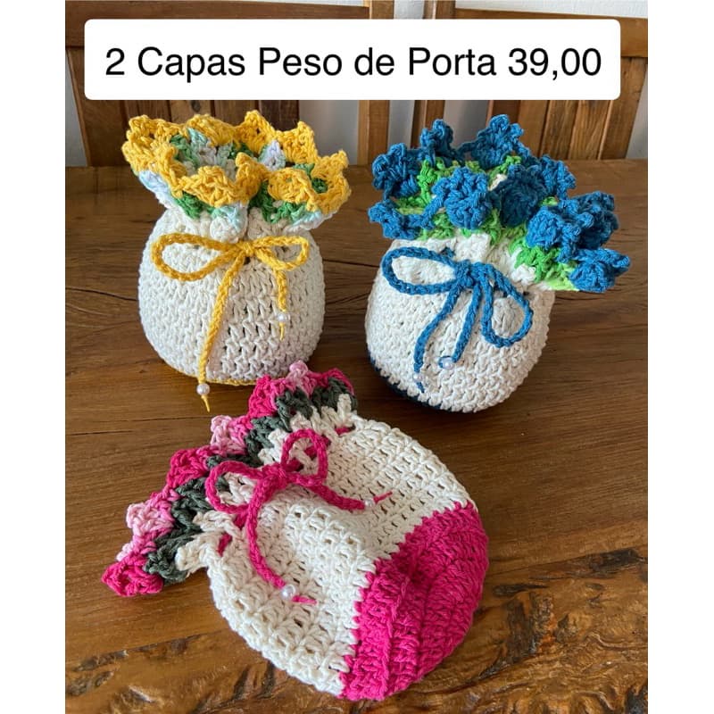 Capa para Peso de Porta Crochê Tulipa (Vazio) Peso de Porta Rústico Flor, Segura Porta Feito à Mão
