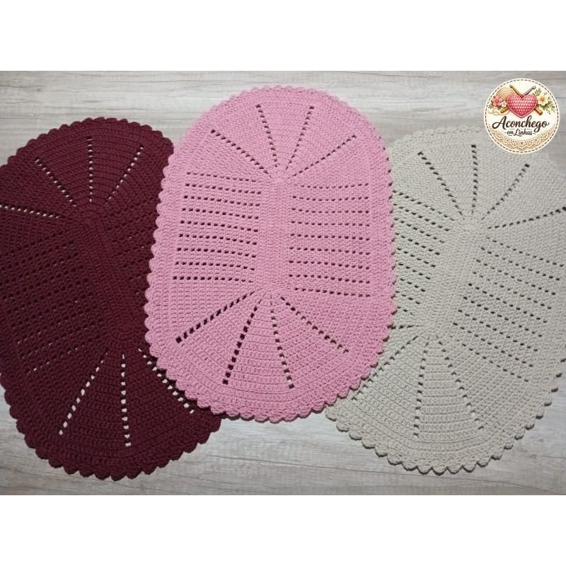 Tapete de Crochê Oval Artesanal em Barbante Para Sala, Cozinha, Quarto e Banheiro / Várias cores, Fio 6