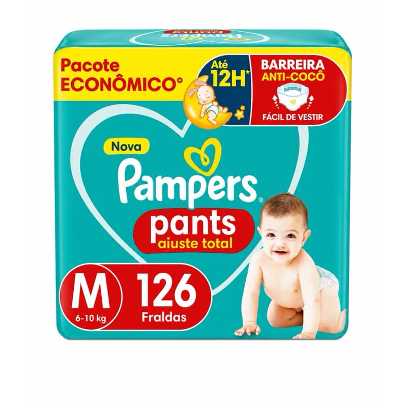 Fralda Pampers M Ajuste Total 126 Fraldas