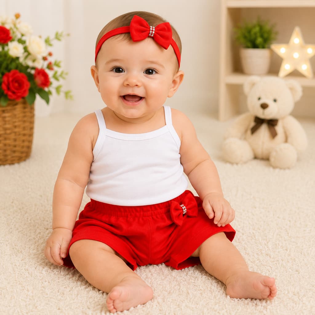 Conjunto de bebê menina verão calor 9 a 12 meses blogueirinha fashion
