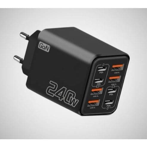 Carregador 8 em 1 de Celular Ultra Rápido Multiporta 240w Rápido Com USB -C  8 PORTAS