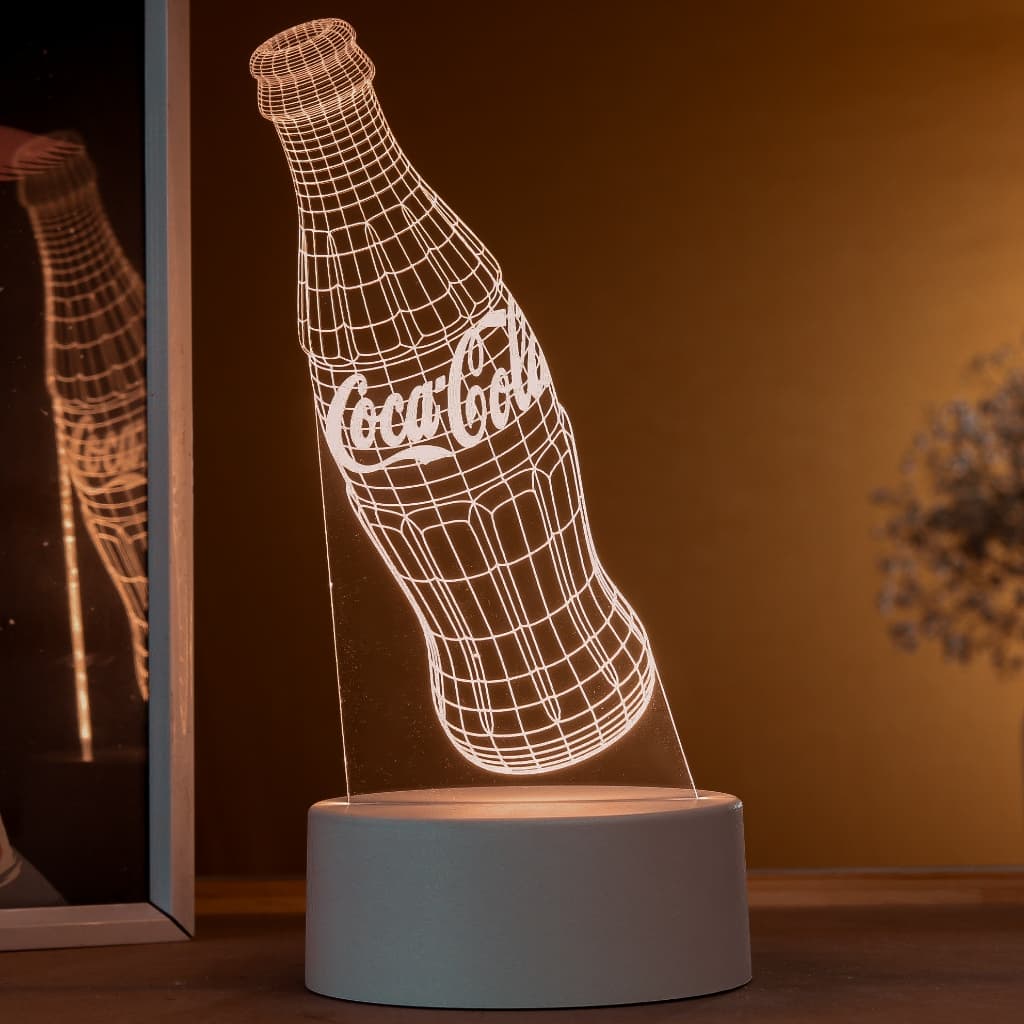 Luminária LED 3D de Mesa / Luz Noturna Presente Criativo / Decoração -  coca cola, refrigerante