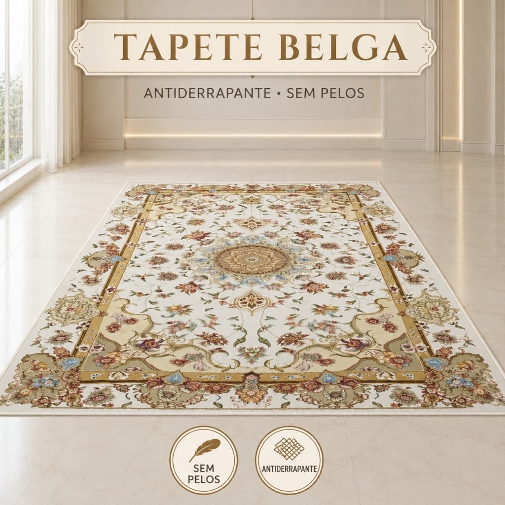 Tapetes Sala e Quarto 2,00 x 2,40 Belga Antiderrapante Moderno