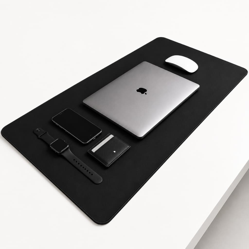 Mouse Pad Couro Sintético Premium Grande Antiderrapante para Notebook PC Escritório e Gamer