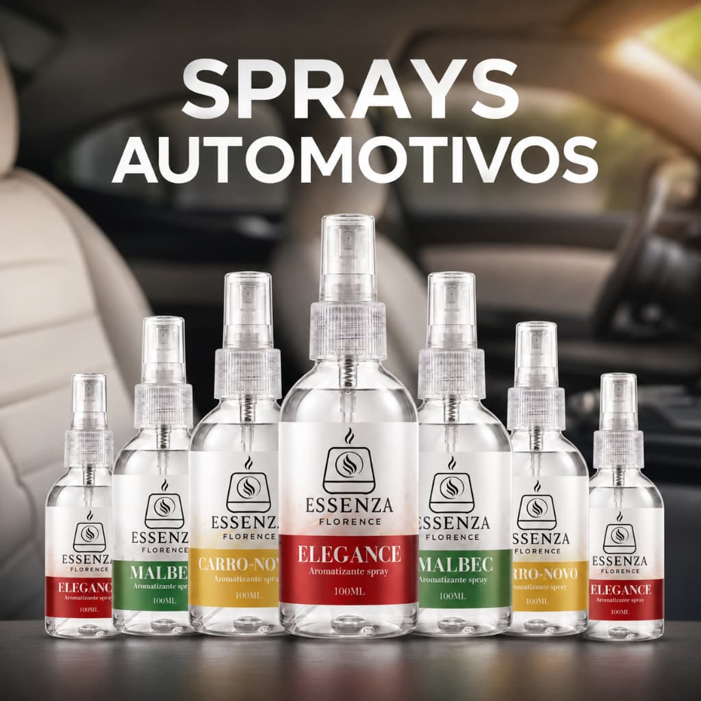 Aromatizante Automotivo 100ml – 3 e 12 Unidades | Perfume para Carro Alta Fixação Elegance, Malbec e Carro Novo