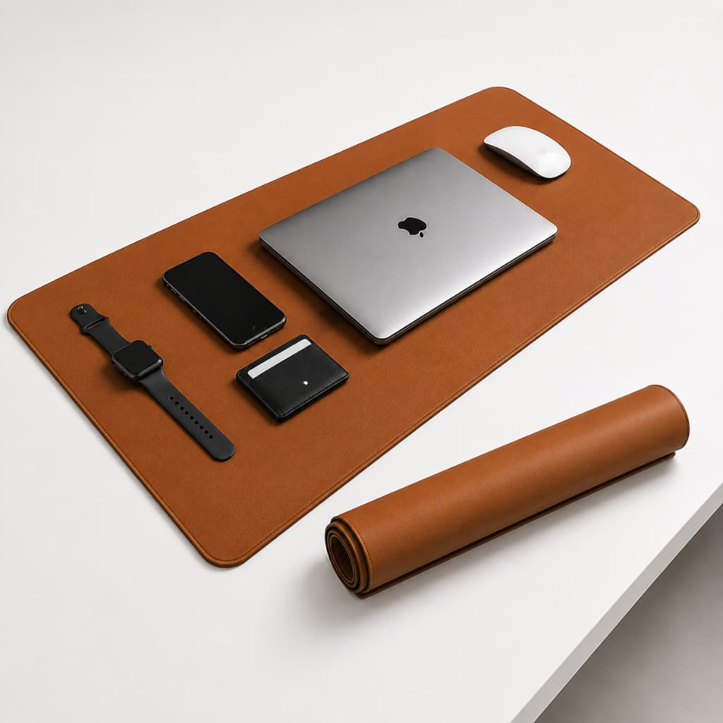 Mouse Pad Couro Sintético Premium Grande Antiderrapante para Notebook PC Escritório e Gamer Macbook