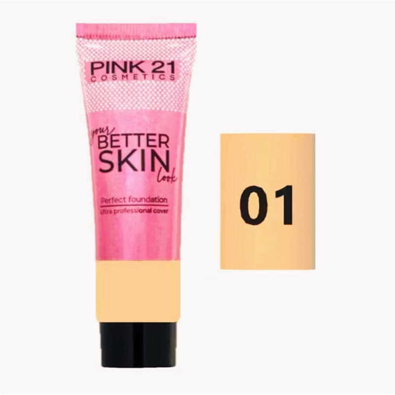 Base Líquida Pink 21 Your Better Skin Look Cobertura Uniforme Maquiagem