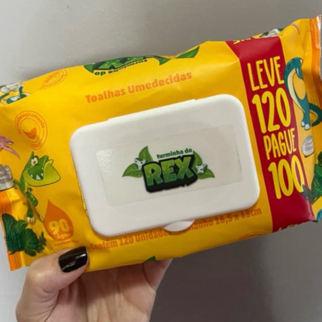 Lenço Umedecido Bebê Turminha do Rex com 120un Toque Suave e Confortável para seu Bebê