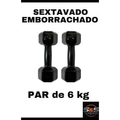 Peso Academia Musculação Par Halter Sextavado 06 KG Treino Funcional Emborrachado
