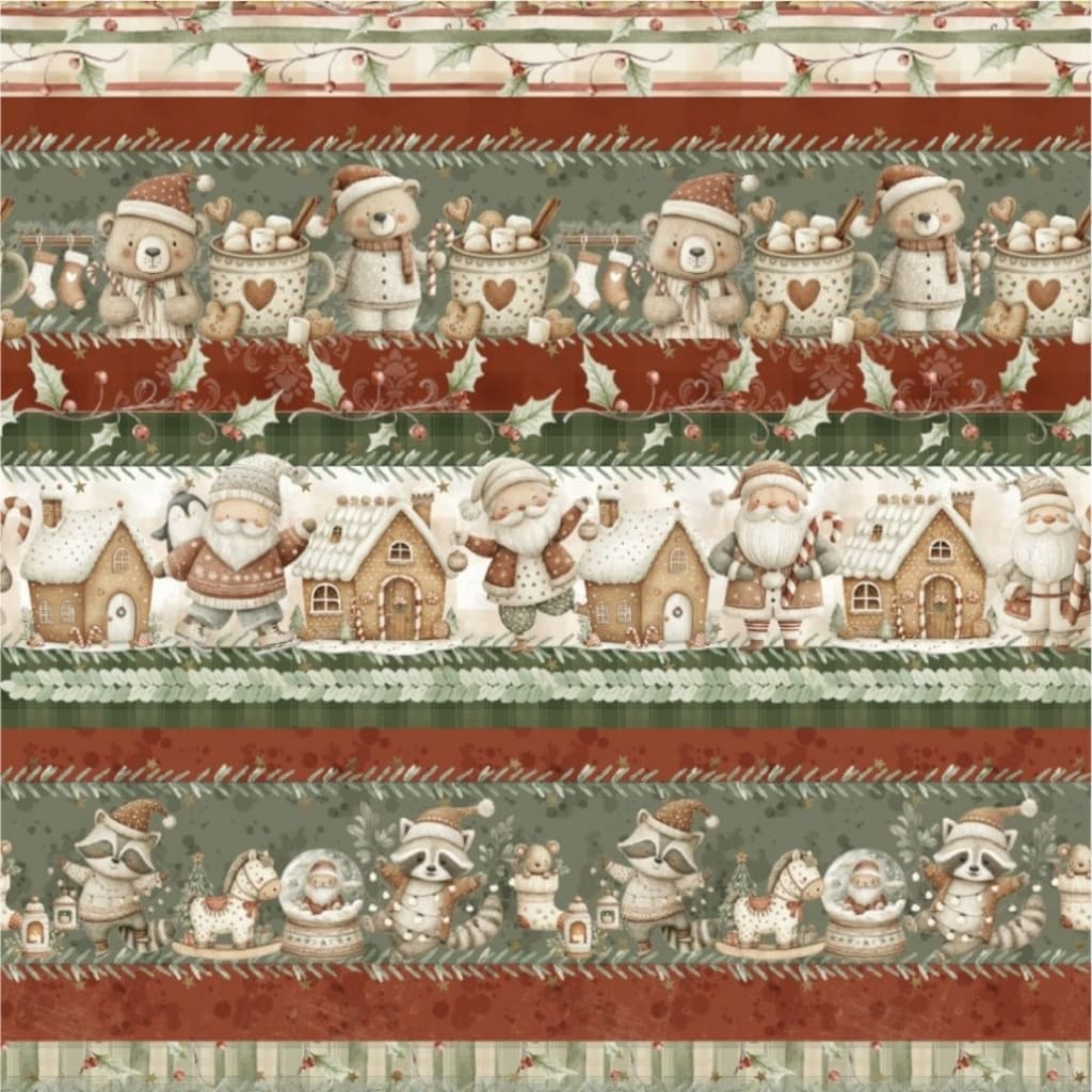 Tecido Patchwork Digital 1,50x0,60 Barrados Natal D10/133