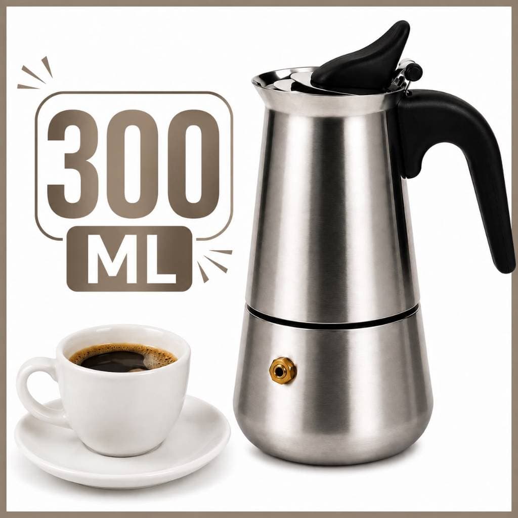 Cafeteira Italiana Inox 300ml Café Expresso 6 Xicaras Valvula de Segurança