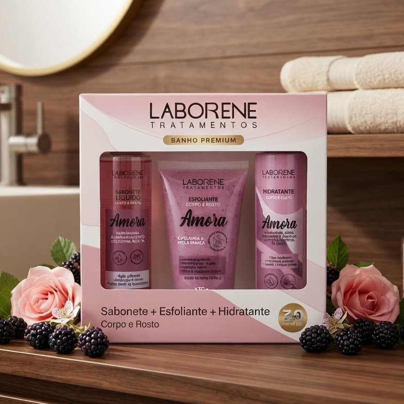 KIT BANHO PREMIUM - Esfoliante 170g + Sabonete líquido 200ml + Hidratante 200ml
