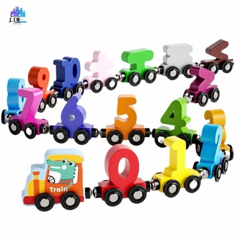 Trem Magnético de Madeira com Números 0 a 9 Brinquedo Educativo Infantil Montessori Matemática