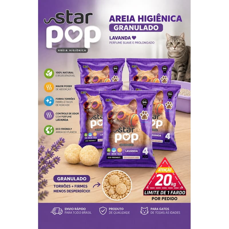 20kg areia sanitaria higienica super premium Lavanda argila absorvente para gatos ecologica