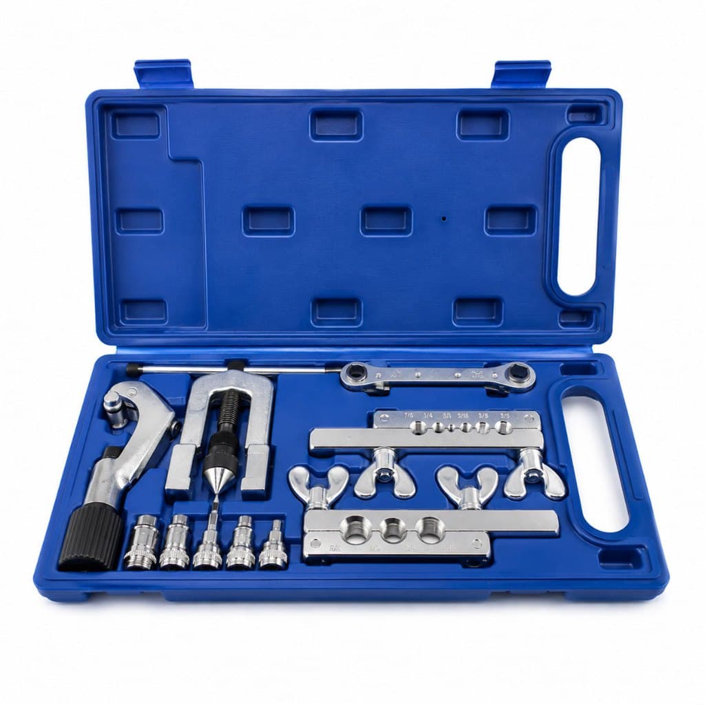 Kit Flangeador e Alargador de Tubo Cobre, Ferramenta para Ar‑Condicionado Refrigeração, Jogo Completo com Maleta