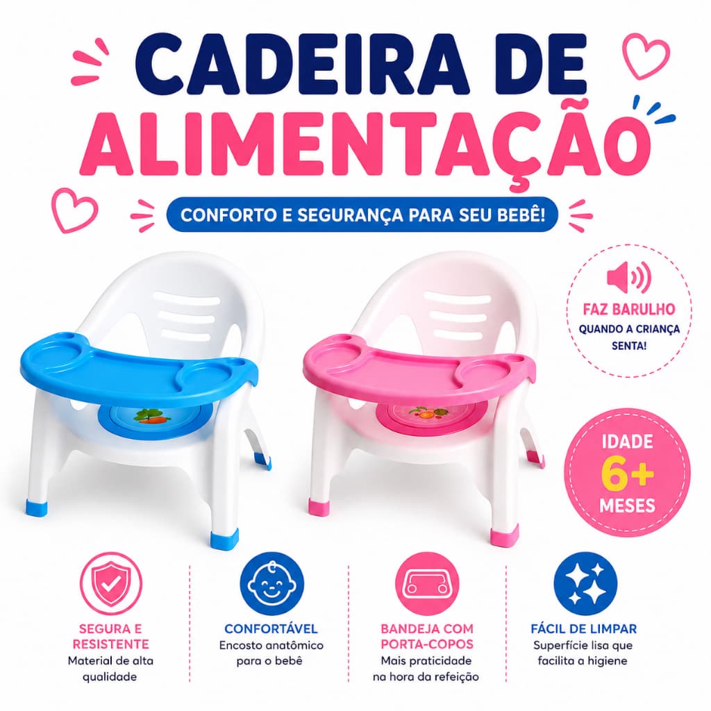 Cadeira De Alimentação Refeição Para Bebê  Pais & Filhos Assento Com Som Bandeja Removível