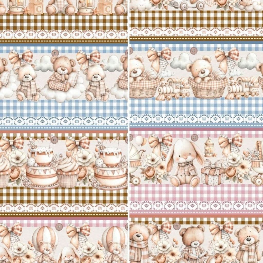 Tecido Patchwork Barrado Ursinhos PN999/719