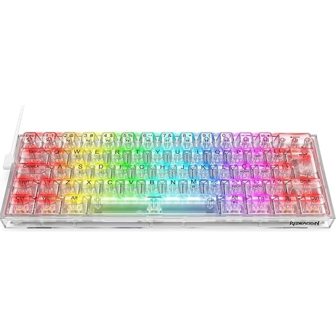 TECLADO MECANICO GAMER REDRAGON FIZZ RGB CRYSTAL K617CT-RGB PT