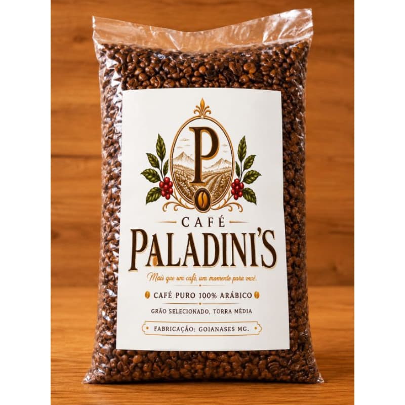 Café Paladinis em Grãos 100% Arábica – Grão Selecionado, Torra Média