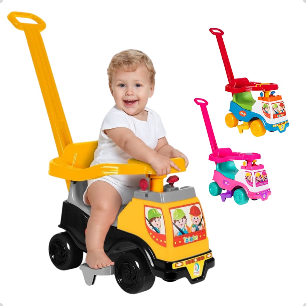 Totoka Plus Andador Infantil Com Haste de Empurrar Carrinho Motoca Passeio Velotrol Brinquedo Presente Criança Bebe +12m