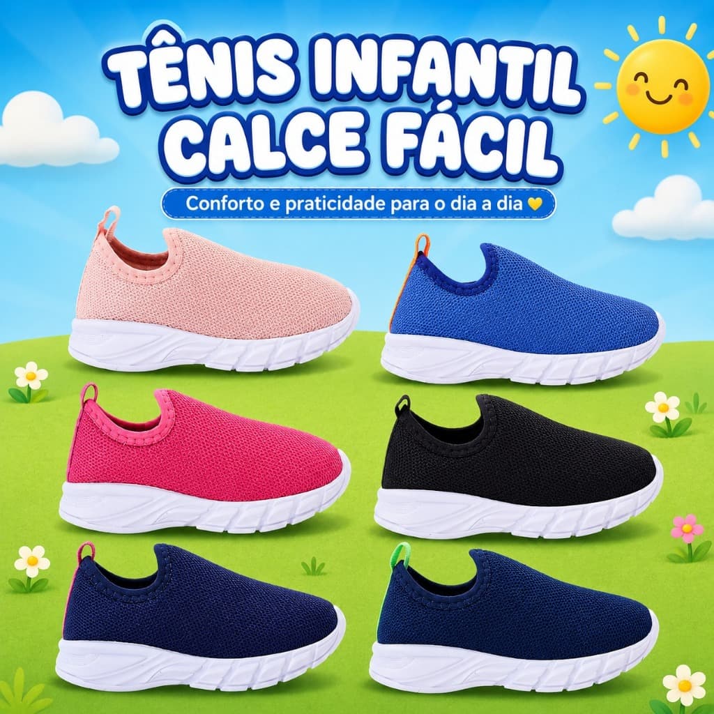 Tênis Meia Infantil Menina Menino Calce Fácil Leve Macio Confortável Dia A Dia Envio Imediato