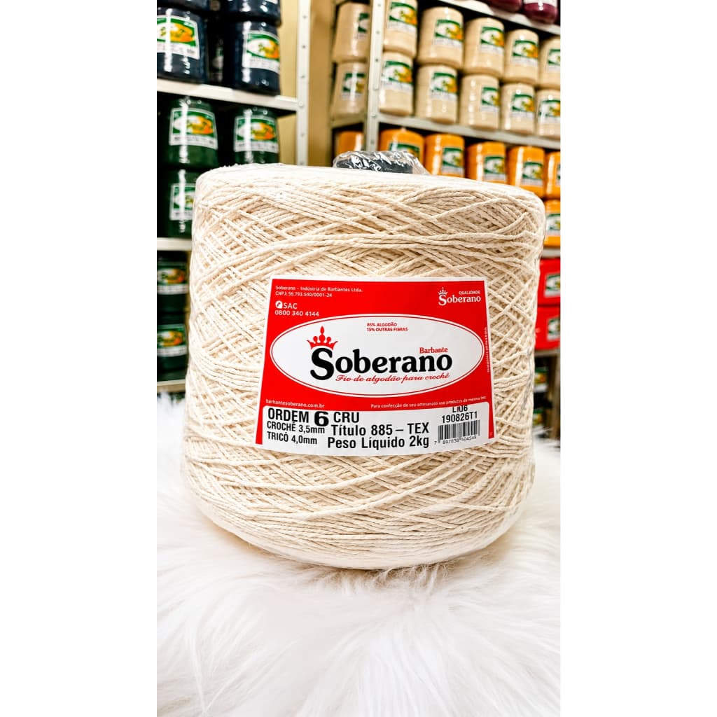 Barbante Cru Eco Brasil Soberano Fio 6 - 1 kg e 2 kg / Império dos Fios / Barbante para Crochê, 85% Algodão