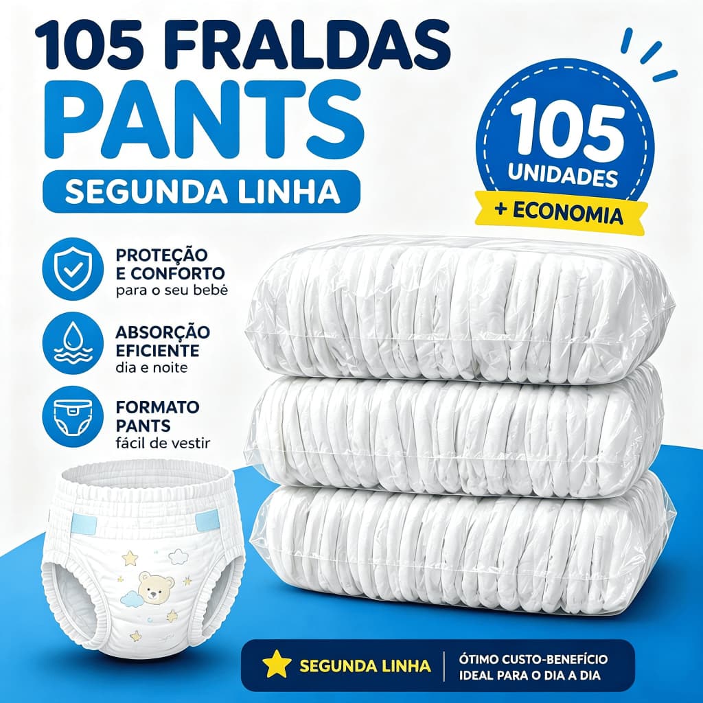 Kit Fralda Descartável Econômica | Segunda Linha | XXG | pants | Estampas Sortidas | Shortinhos