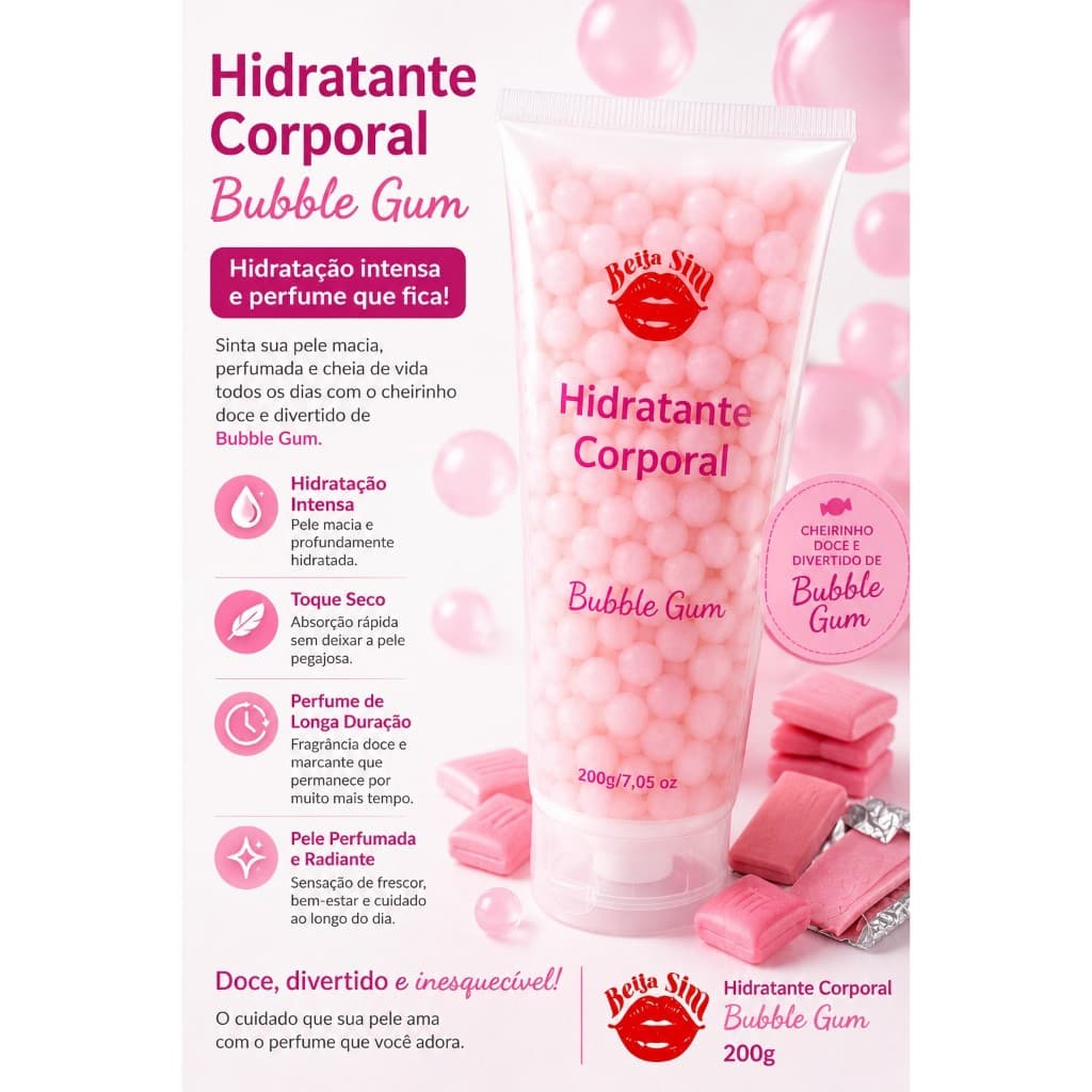 Hidratante Corporal IMPORTADO Bubble Gun 200g | Feminino, Perfume Importado Marcante de Longa Duração, Com Toque Seco