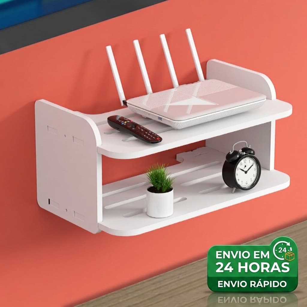 Prateleira de Parede MDF para Roteador Modem Video Game e Aparelho TV Suporte